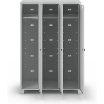Bremen locker, 3 compartments, light grey, width 1200 mm.
