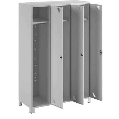 Bremen locker, 3 compartments, light grey, width 1200 mm.