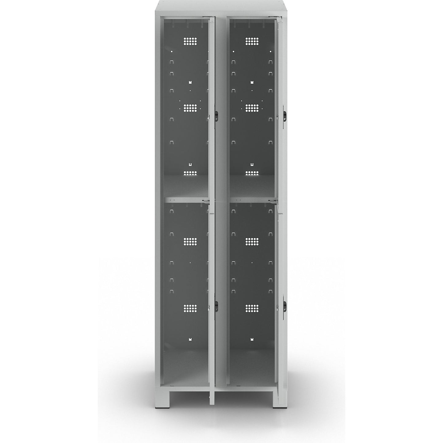 Bremen double deck clothes locker, 2 compartments, light grey, width 600 mm, 4 compartments.