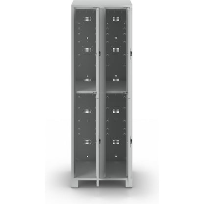 Bremen double deck clothes locker, 2 compartments, light grey, width 600 mm, 4 compartments.