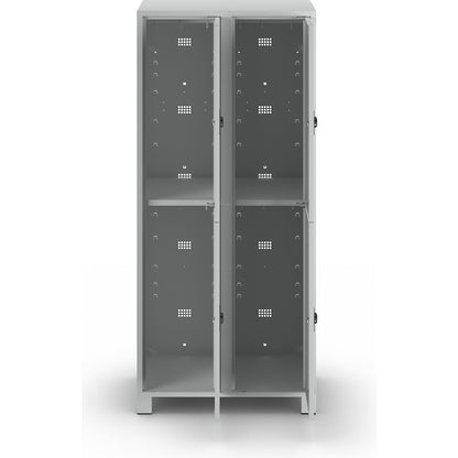 Bremen double deck clothes locker, 2 compartments, light grey, width 800 mm, 4 compartments.