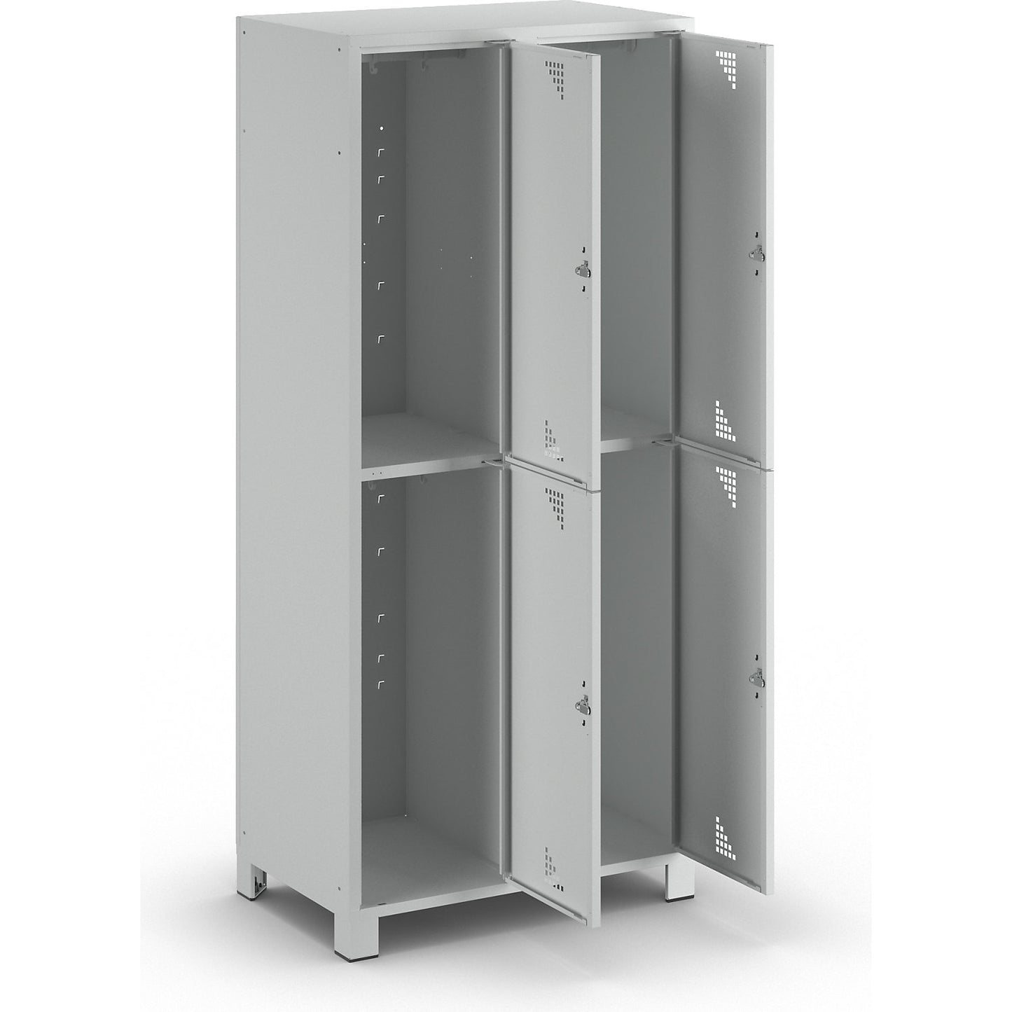 Bremen double deck clothes locker, 2 compartments, light grey, width 800 mm, 4 compartments.