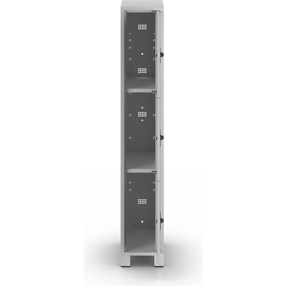 Bremen 3-fold compartment locker, 1 compartment, light grey, width 300 mm, 3 compartments.