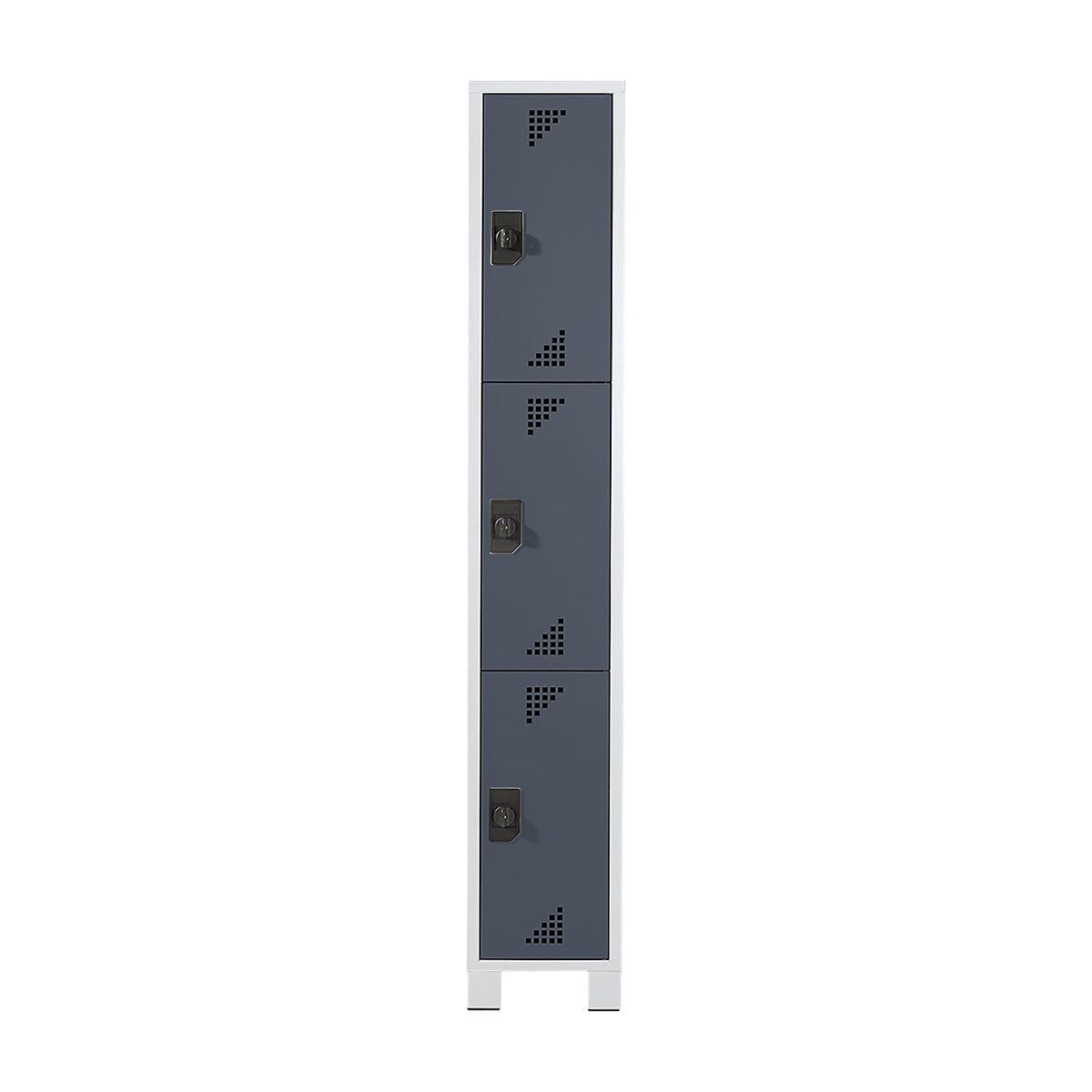 Bremen 3-fold compartment locker, 1 compartment, light grey / charcoal, width 300 mm, 3 compartments.