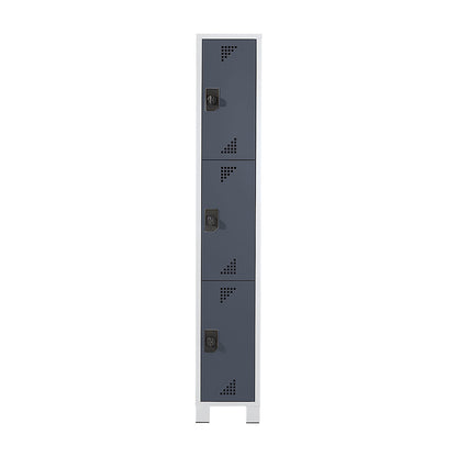 Bremen 3-fold compartment locker, 1 compartment, light grey / charcoal, width 300 mm, 3 compartments.