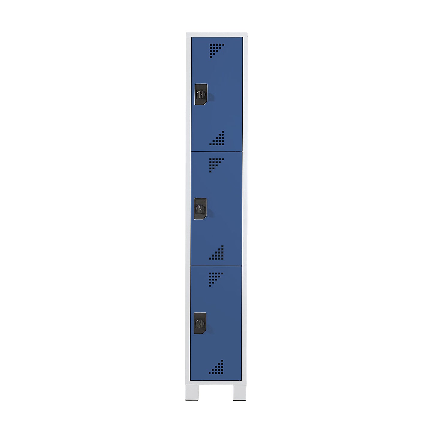 Bremen 3-fold compartment locker, 1 compartment, light grey / brilliant blue, width 300 mm, 3 compartments.