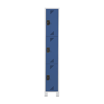 Bremen 3-fold compartment locker, 1 compartment, light grey / brilliant blue, width 300 mm, 3 compartments.