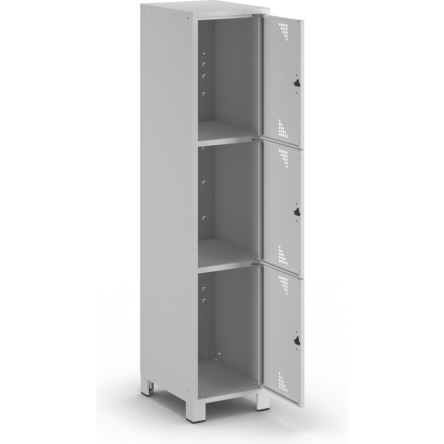 Bremen 3-fold compartment locker, 1 compartment, light grey, width 400 mm, 3 compartments.