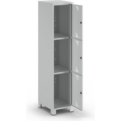 Bremen 3-fold compartment locker, 1 compartment, light grey, width 400 mm, 3 compartments.