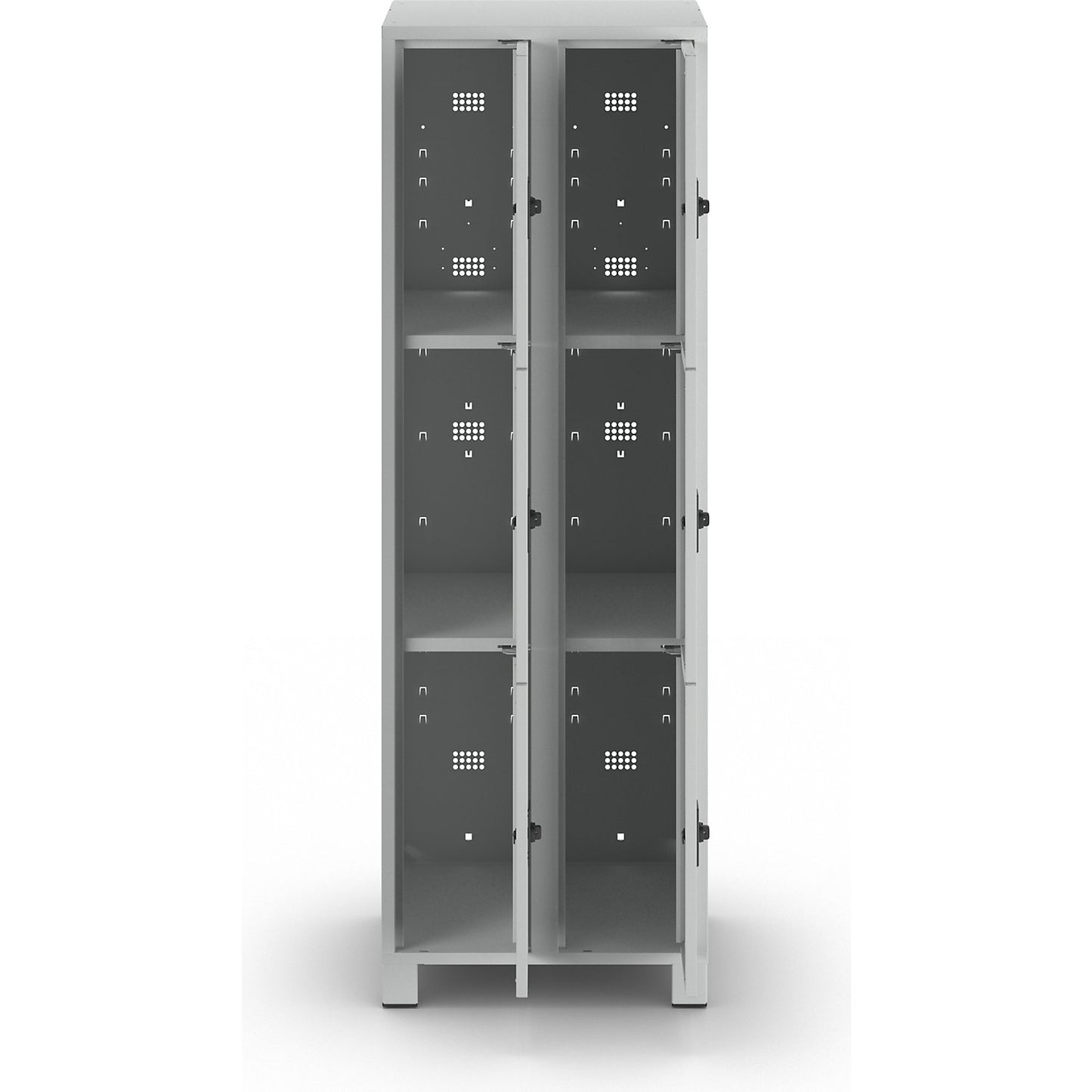 Bremen 3-fold compartment locker, 2 compartments, light grey, width 600 mm, 6 compartments.