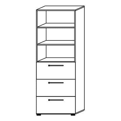 ANNY-AC - Combination cupboard with acoustic rear panel, 2 shelves, 3 suspension file drawers, walnut finish.