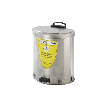 Safety disposal can with self-closing lid, stainless steel, capacity 65 l.