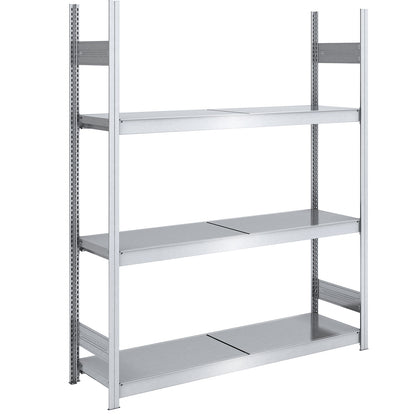 Wide span boltless shelving unit with steel shelves, height 2000 mm, shelf width 1500 mm, shelf depth 500 mm, standard shelf unit.