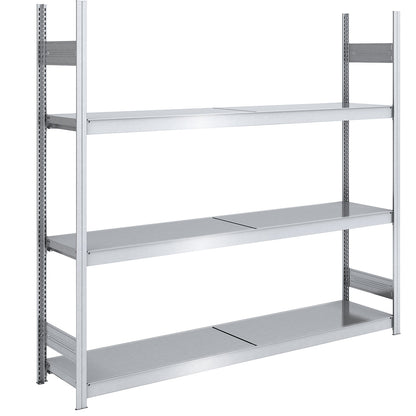 Wide span boltless shelving unit with steel shelves, height 2000 mm, shelf width 2000 mm, shelf depth 500 mm, standard shelf unit.
