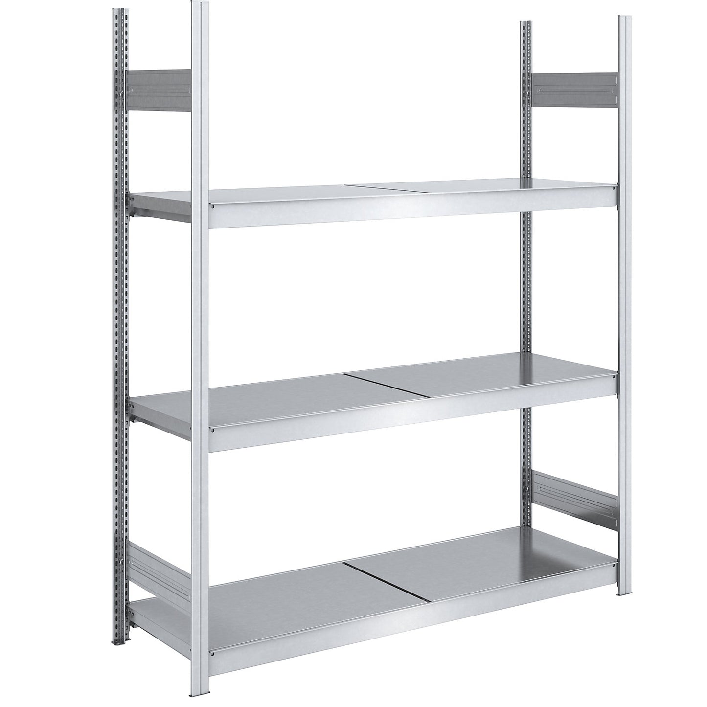Wide span boltless shelving unit with steel shelves, height 2000 mm, shelf width 1500 mm, shelf depth 600 mm, standard shelf unit.