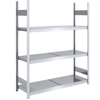 Wide span boltless shelving unit with steel shelves, height 2000 mm, shelf width 1500 mm, shelf depth 600 mm, standard shelf unit.