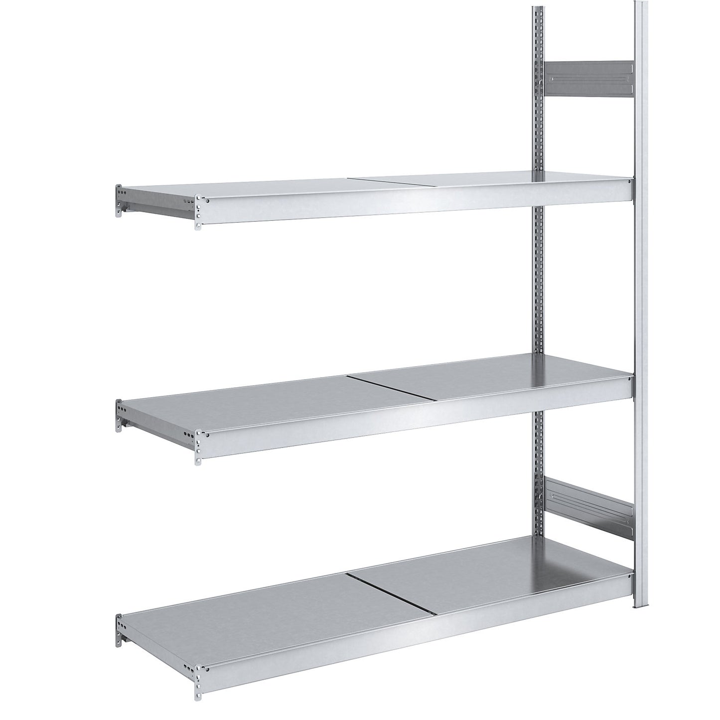 Wide span boltless shelving unit with steel shelves, height 2000 mm, shelf width 1500 mm, shelf depth 600 mm, extension shelf unit.