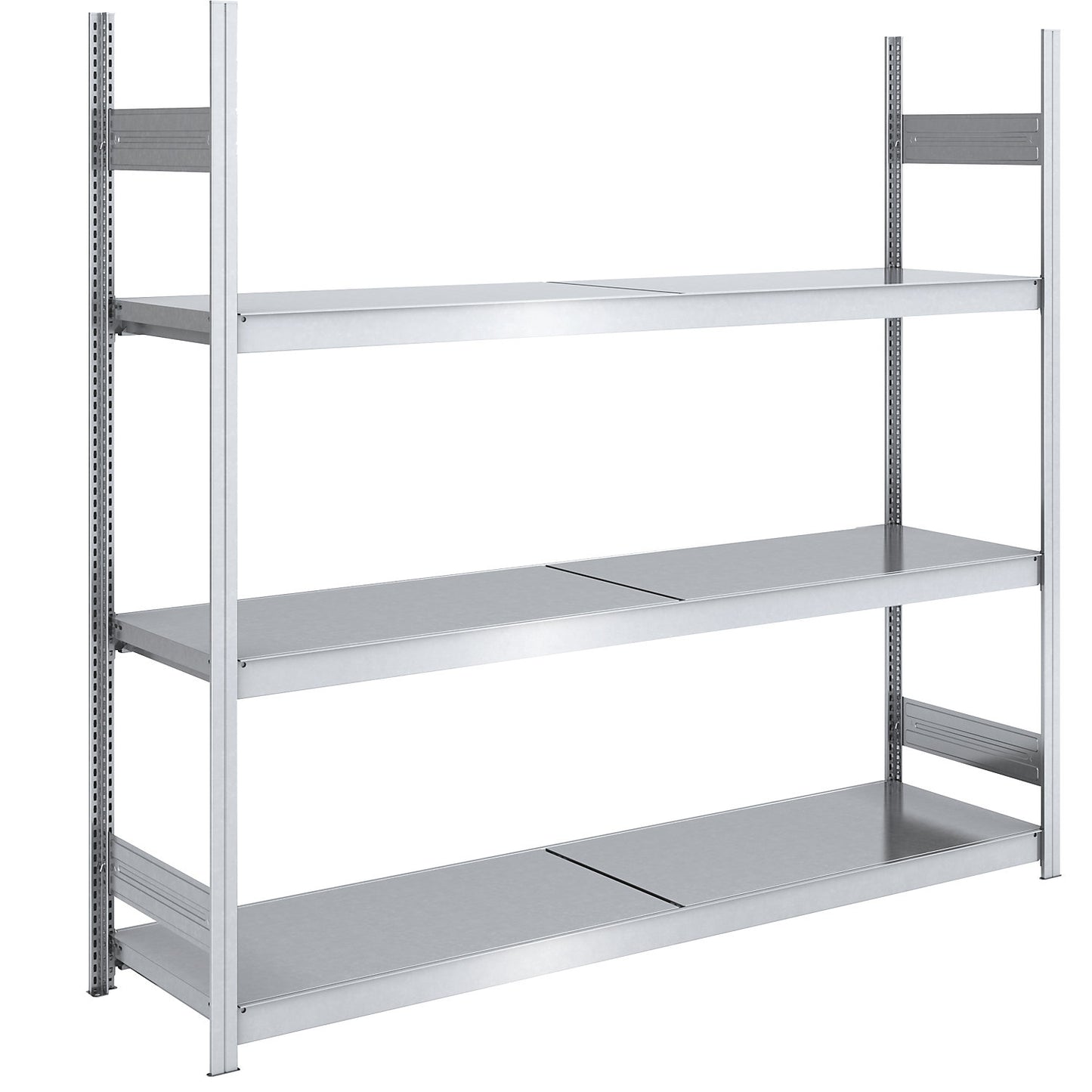 Wide span boltless shelving unit with steel shelves, height 2000 mm, shelf width 2000 mm, shelf depth 600 mm, standard shelf unit.