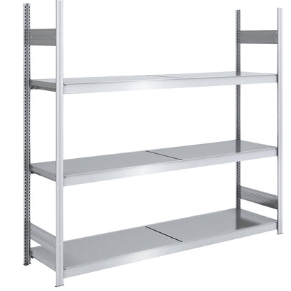 Wide span boltless shelving unit with steel shelves, height 2000 mm, shelf width 2000 mm, shelf depth 600 mm, standard shelf unit.
