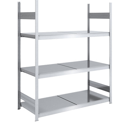 Wide span boltless shelving unit with steel shelves, height 2000 mm, shelf width 1500 mm, shelf depth 800 mm, standard shelf unit.