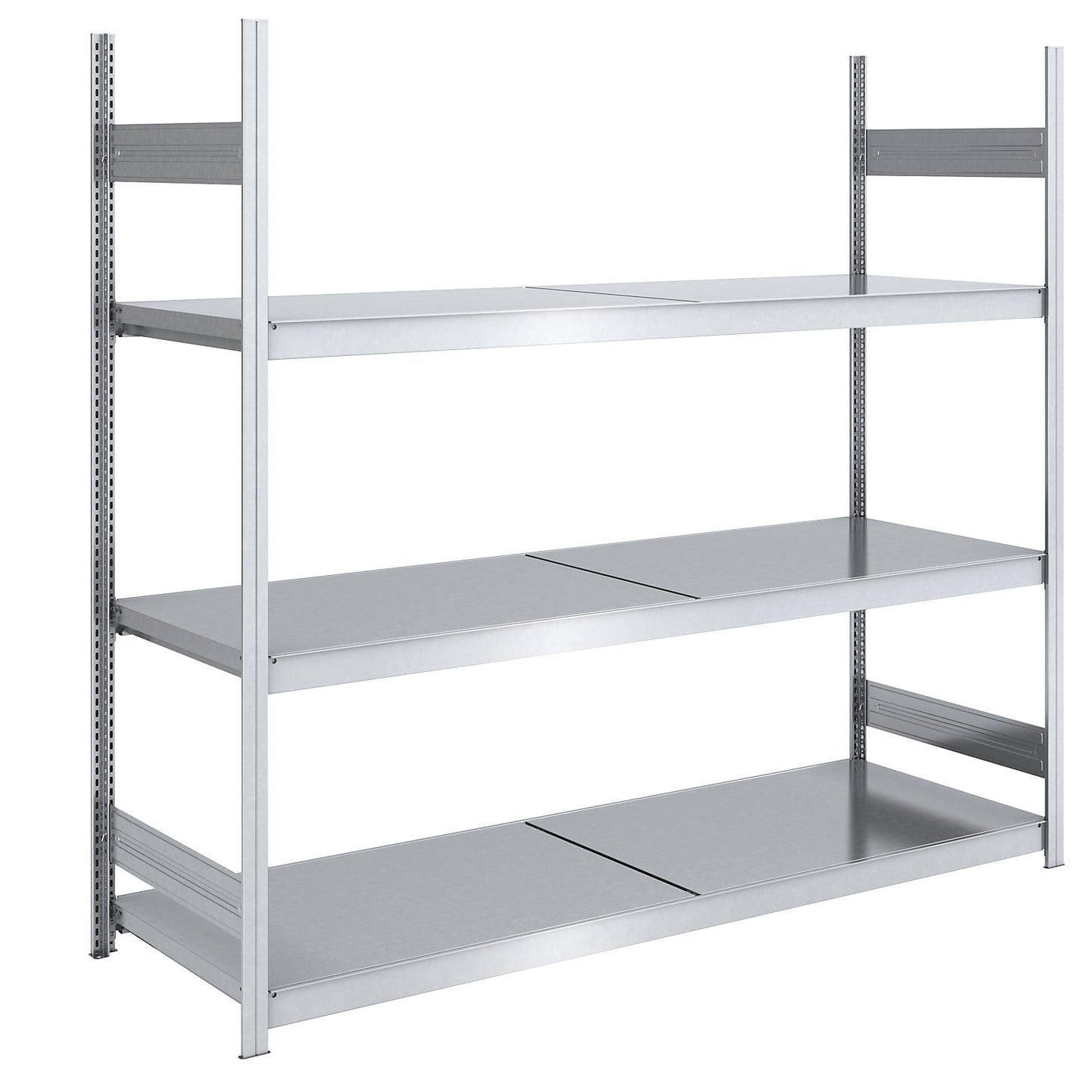 Wide span boltless shelving unit with steel shelves, height 2000 mm, shelf width 2000 mm, shelf depth 800 mm, standard shelf unit.