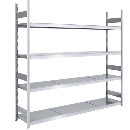 Wide span boltless shelving unit with steel shelves, height 2500 mm, shelf width 2500 mm, shelf depth 600 mm, standard shelf unit.
