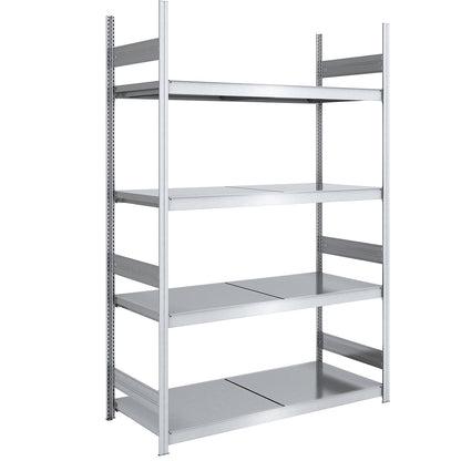 Wide span boltless shelving unit with steel shelves, height 2500 mm, shelf width 1500 mm, shelf depth 800 mm, standard shelf unit.