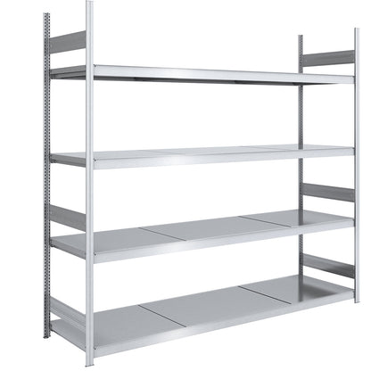 Wide span boltless shelving unit with steel shelves, height 2500 mm, shelf width 2500 mm, shelf depth 800 mm, standard shelf unit.