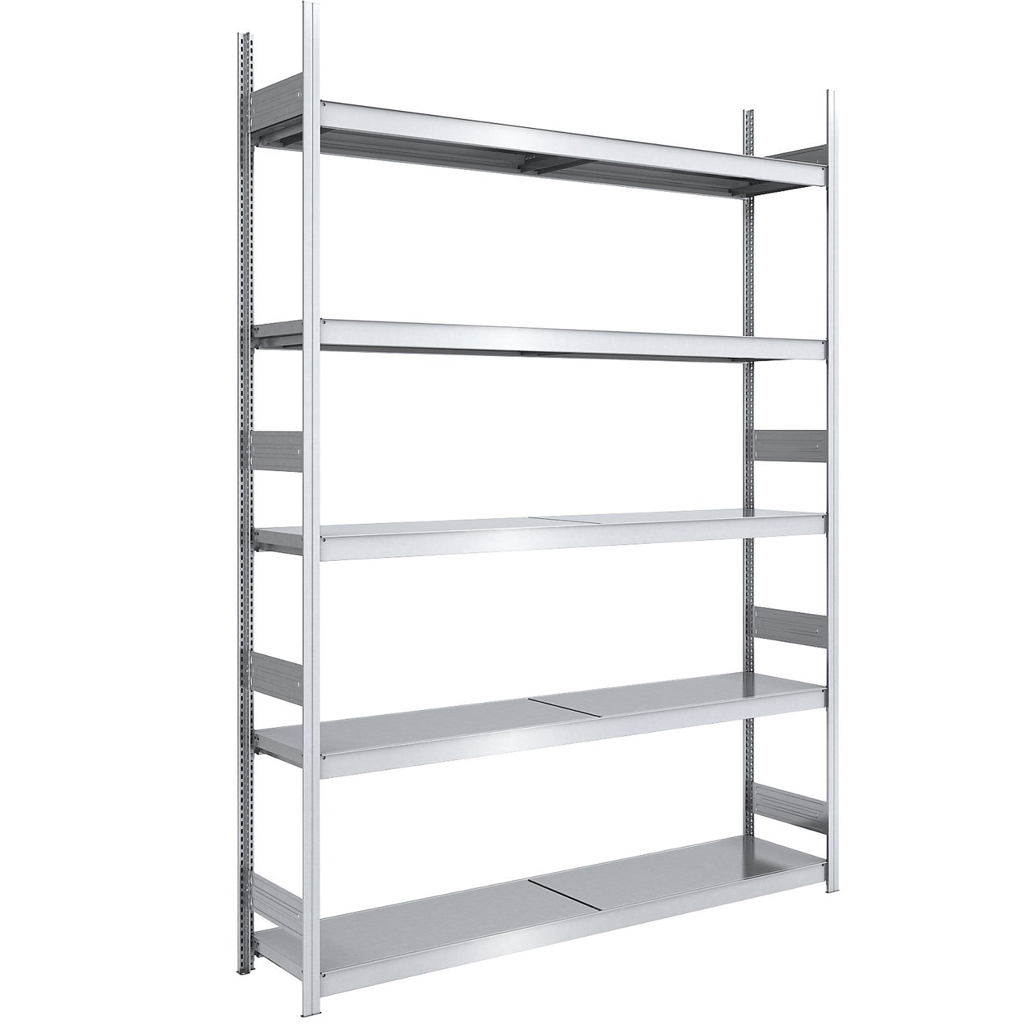 Wide span boltless shelving unit with steel shelves, height 3000 mm, shelf width 2000 mm, shelf depth 500 mm, standard shelf unit.