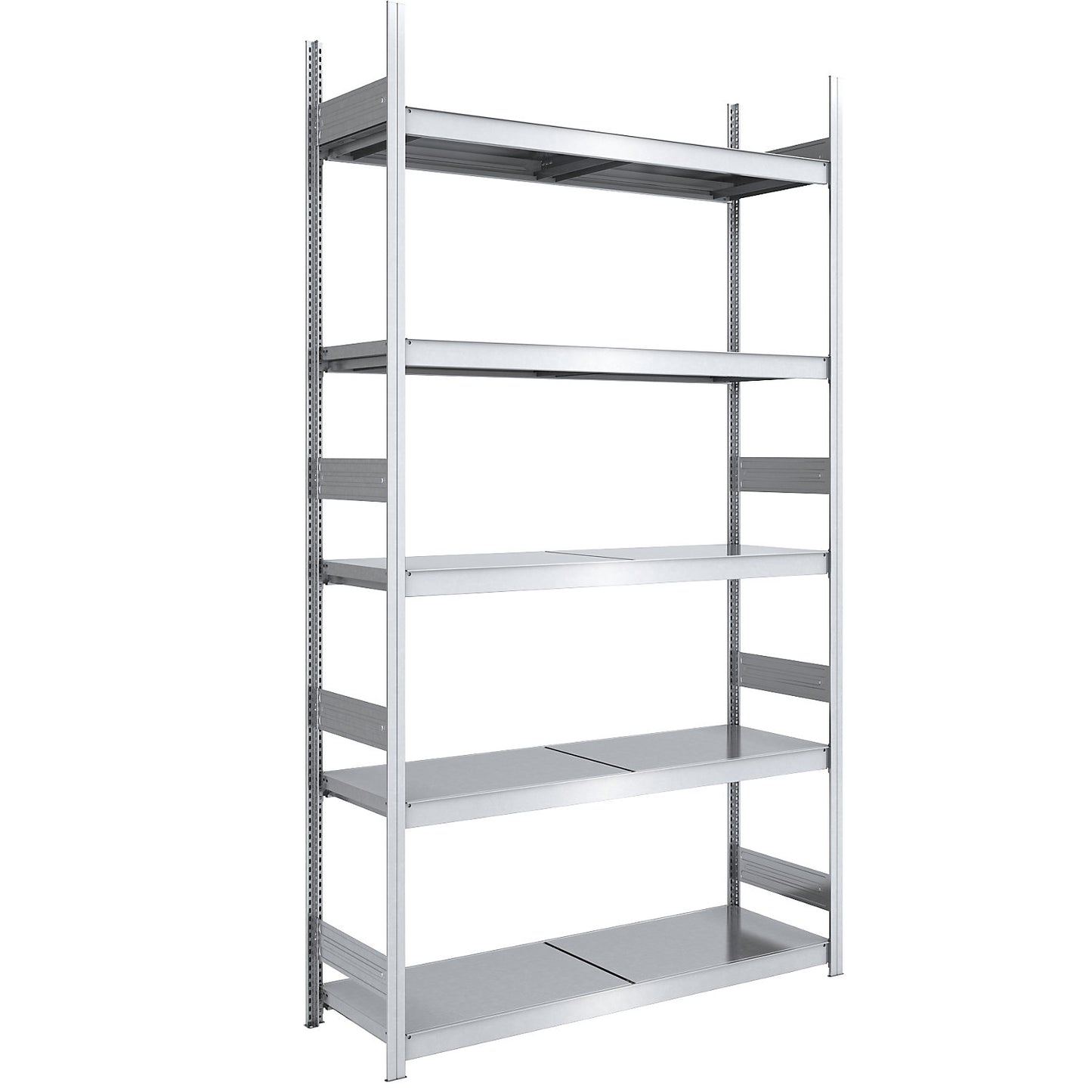 Wide span boltless shelving unit with steel shelves, height 3000 mm, shelf width 1500 mm, shelf depth 600 mm, standard shelf unit.