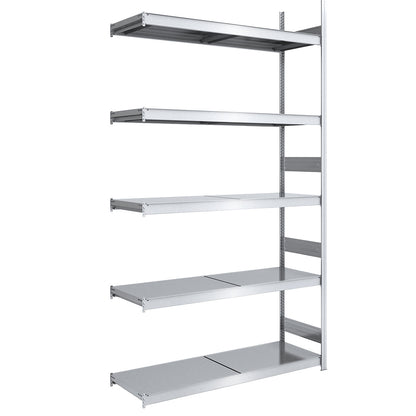 Wide span boltless shelving unit with steel shelves, height 3000 mm, shelf width 1500 mm, shelf depth 600 mm, extension shelf unit.