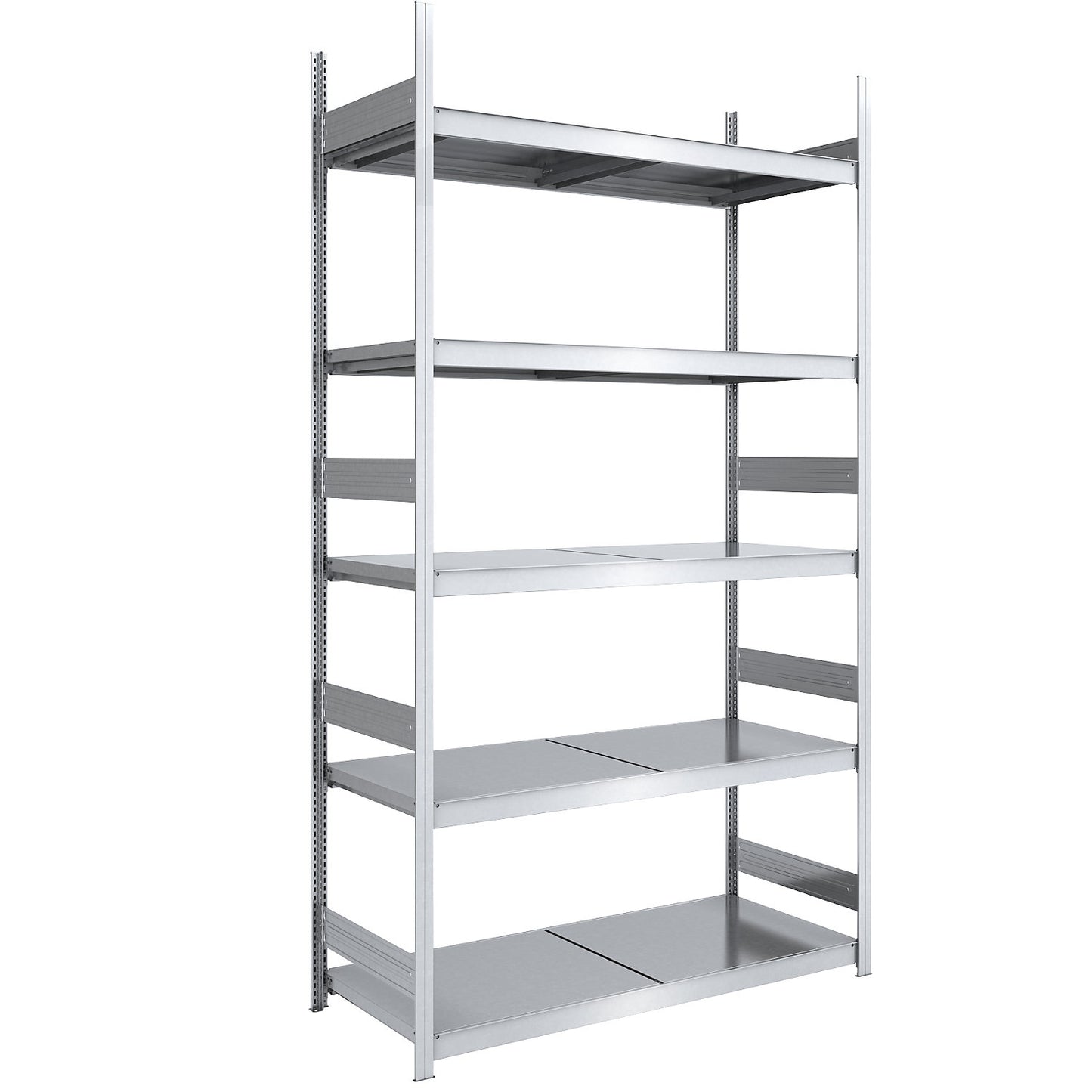 Wide span boltless shelving unit with steel shelves, height 3000 mm, shelf width 1500 mm, shelf depth 800 mm, standard shelf unit.