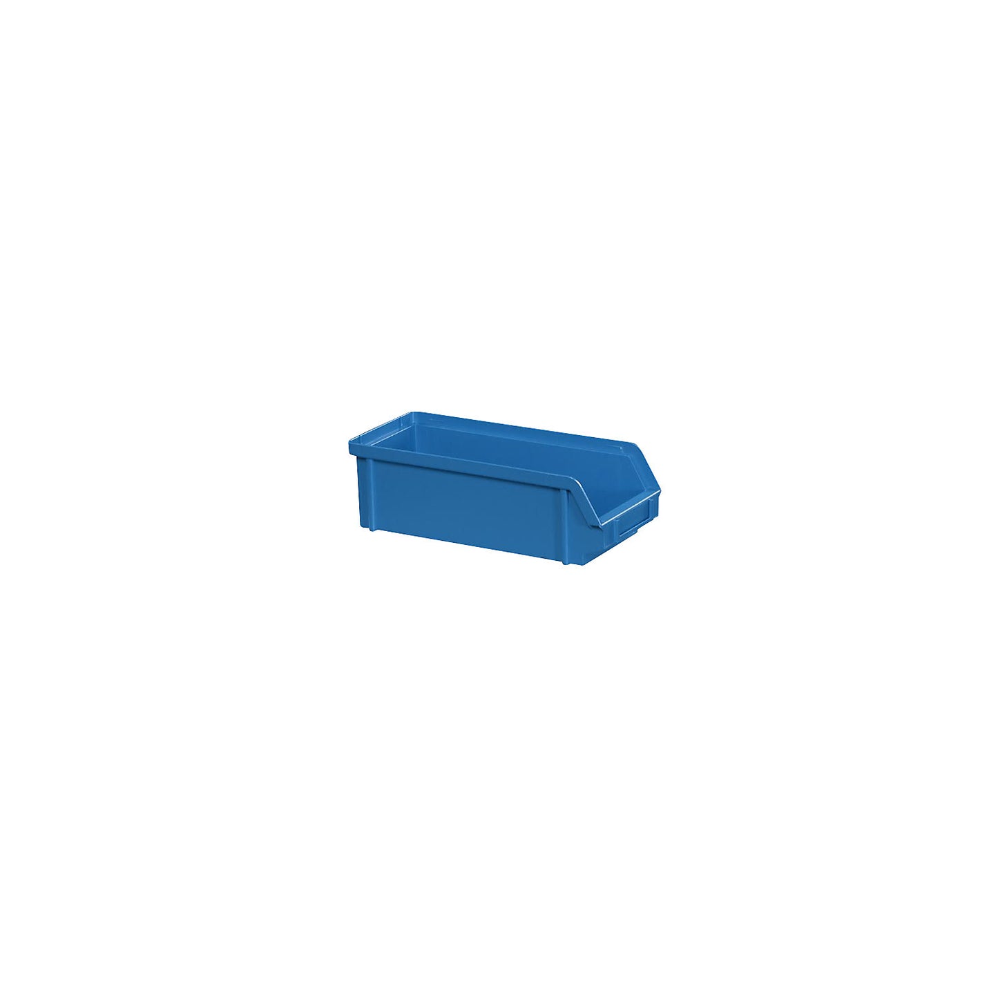 Open fronted storage bin made of polystyrene, length 230 mm, WxH 102 x 75 mm, pack of 24, blue.