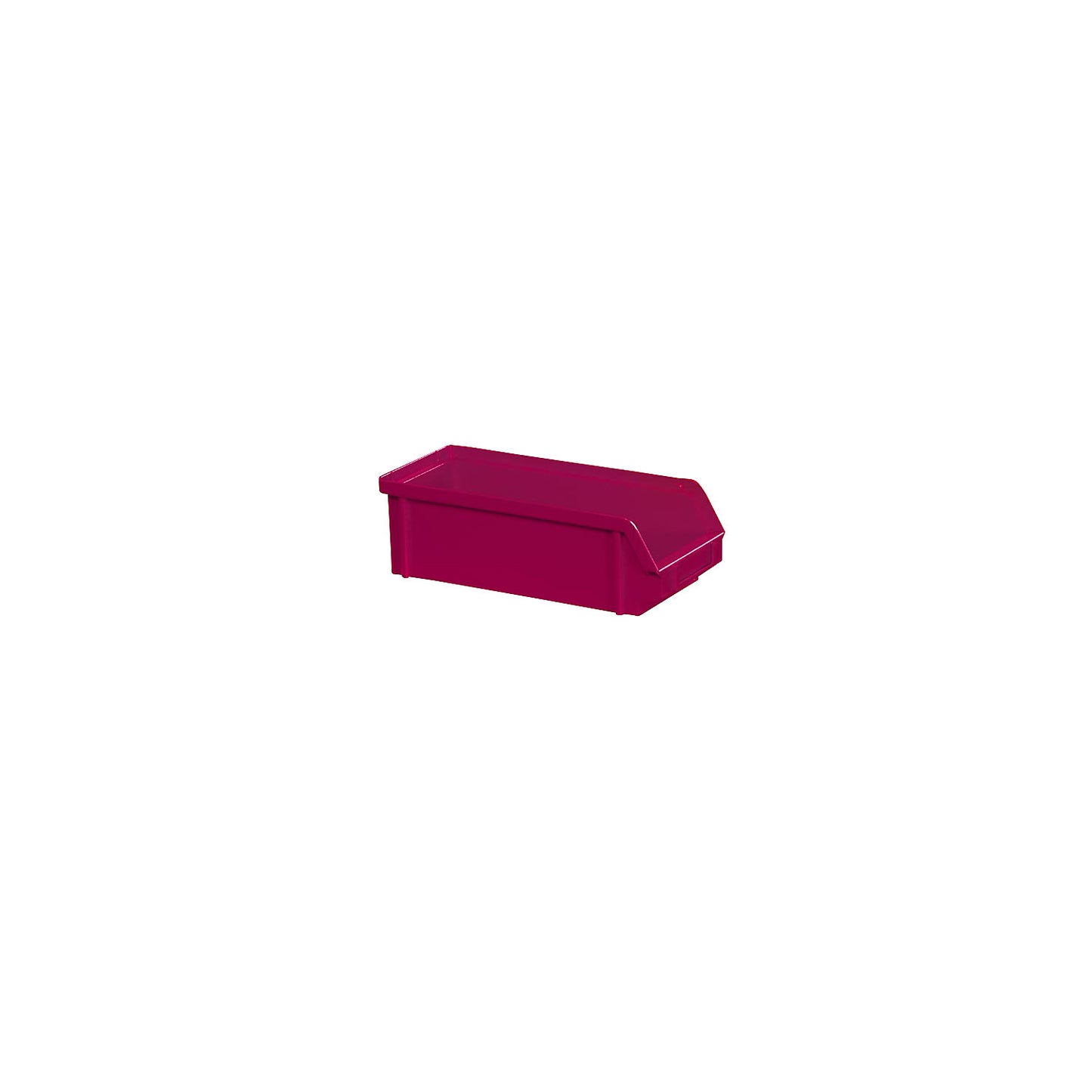 Open fronted storage bin made of polystyrene, length 230 mm, WxH 102 x 75 mm, pack of 24, red.