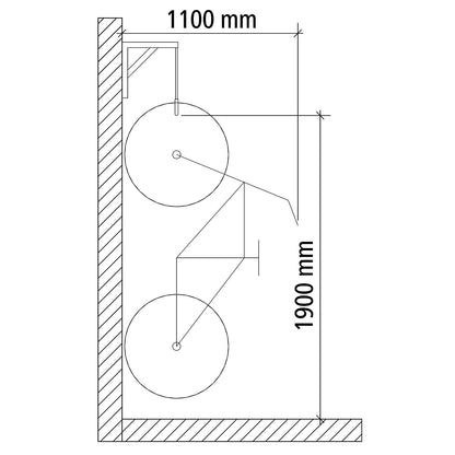 Bicycle hanger, for wall mounting, length 1170 mm.