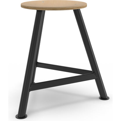 Workshop stool, beech plywood seat, 3-legged, seat height 500 mm.