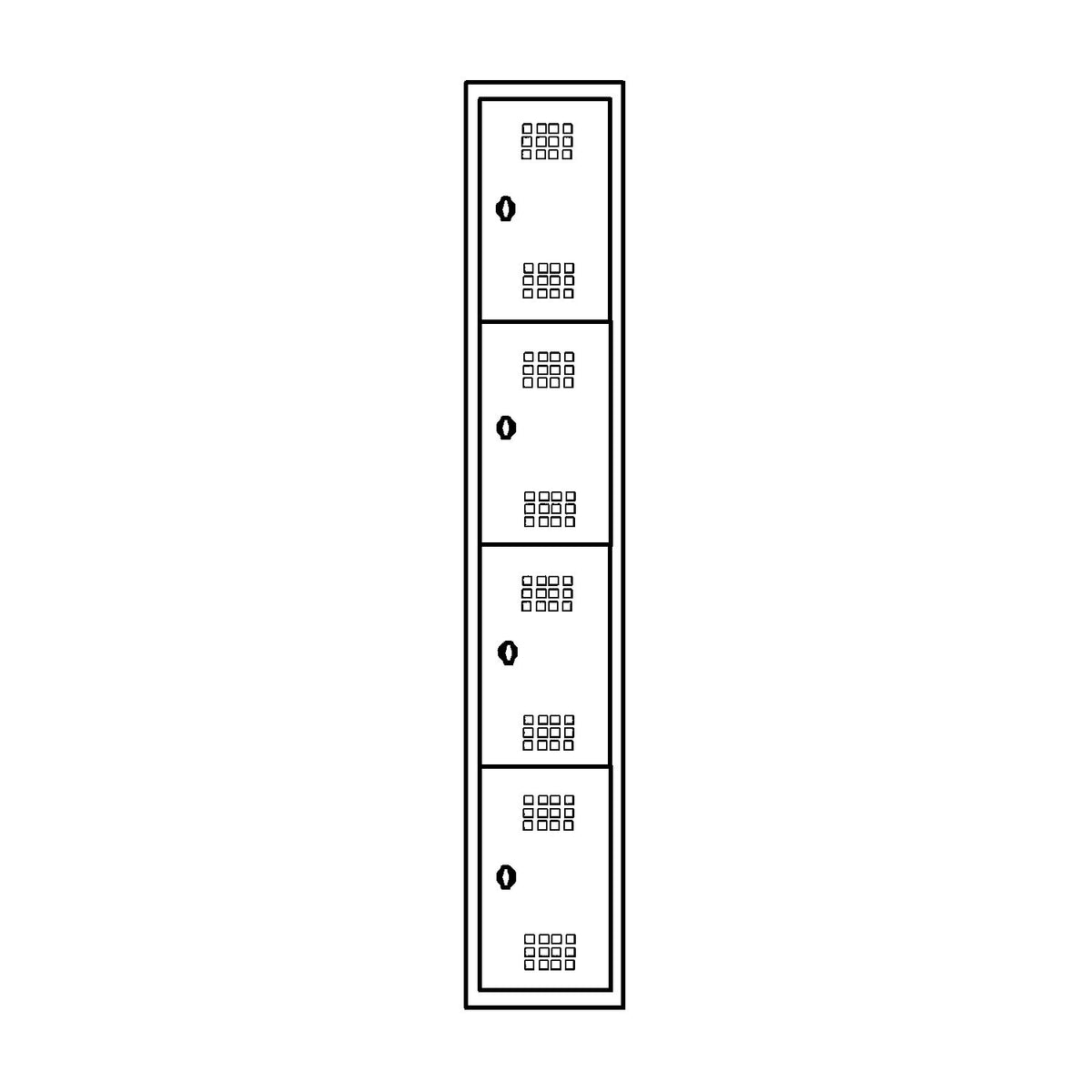 Hamburg 4-fold compartment locker, 1 compartment, 4 compartments, height 410 mm, width 400 mm, standard unit, charcoal / light grey.