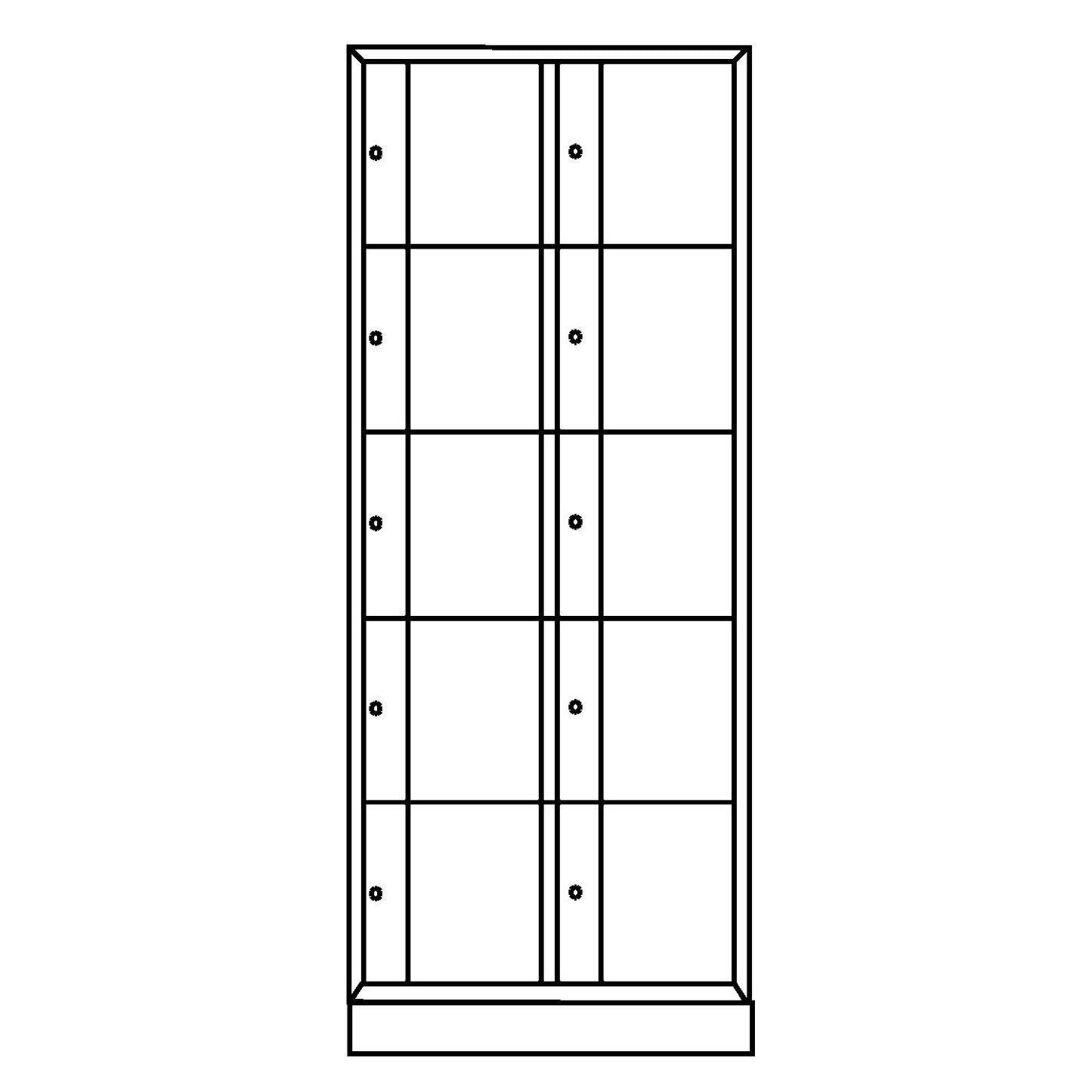 Resisto 5-fold compartment locker, 2 compartments, light grey.