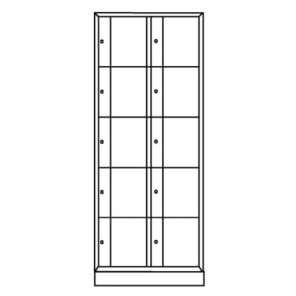 Resisto 5-fold compartment locker, 2 compartments, light grey.