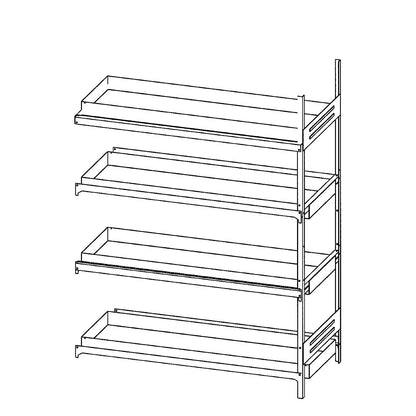 Hazardous goods shelving for small containers, for water hazardous media, 4 tray shelves, shelf width 1000 mm, extension shelf unit.