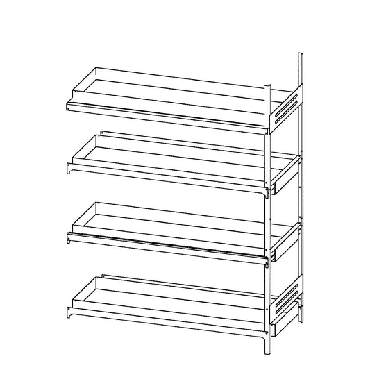 Hazardous goods shelving for small containers, for water hazardous media, 4 tray shelves, shelf width 1000 mm, extension shelf unit.