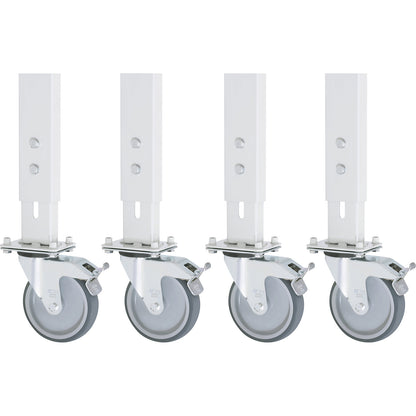 Wheel set, pack of 4, for base frame 60 x 30 mm, 4 swivel castors with wheel stops.