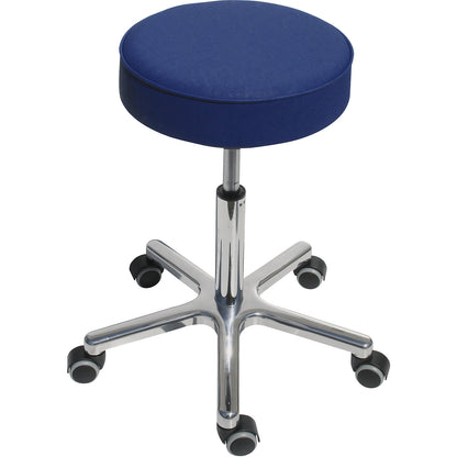 Industrial stool with gas lift height adjustment, seat made of vinyl, Ø 360 mm, atoll blue.