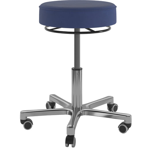 Industrial stool with gas lift height adjustment, seat made of vinyl, Ø 360 mm, atoll blue.