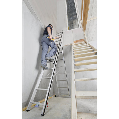 Aluminium multi-purpose ladder, entry level model, 3 x 8 rungs, max. working height 5.96 m.