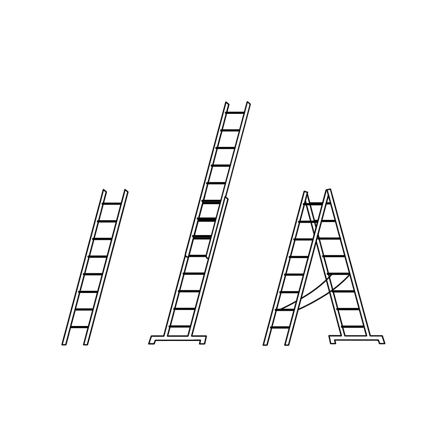 Aluminium multi-purpose ladder, trade model, 3 x 7 rungs, max. working height 5.73 m.