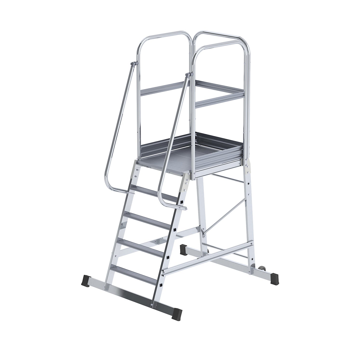 Aluminium mobile safety steps, single sided, mobile, 5 steps.