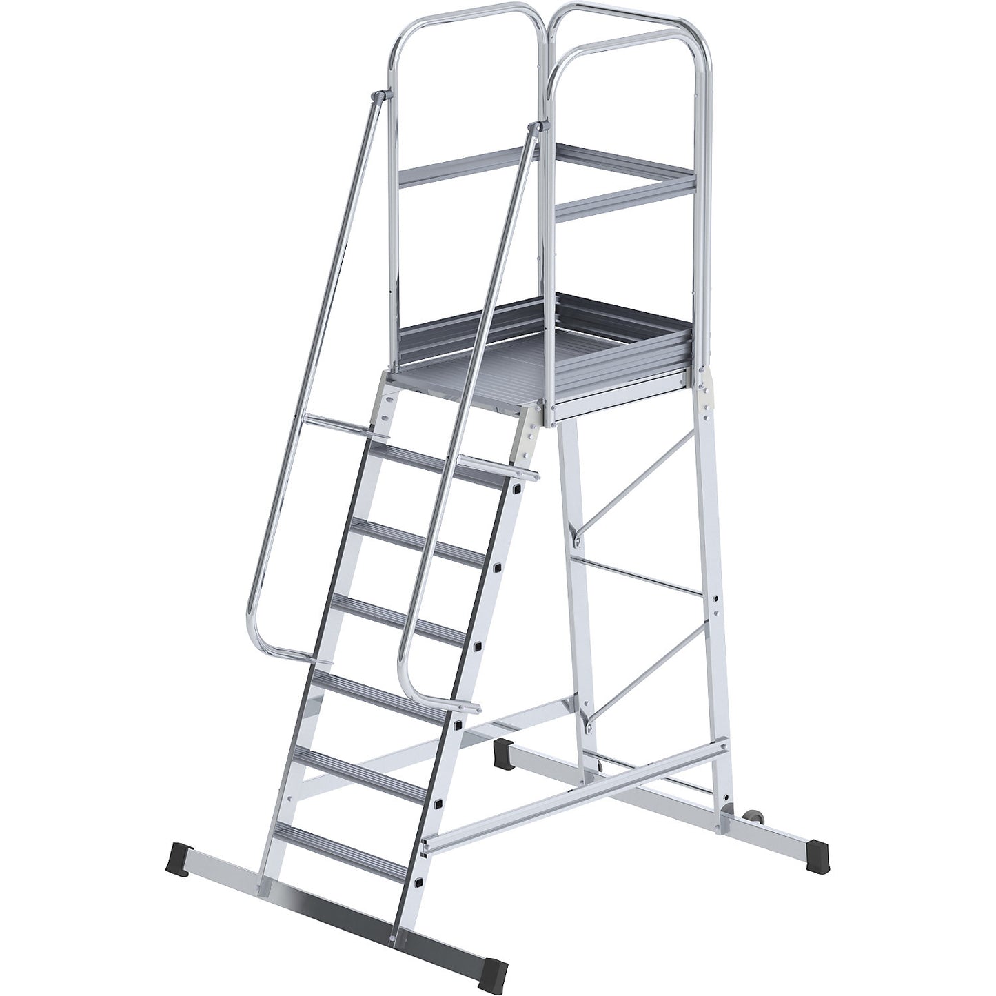 Aluminium mobile safety steps, single sided, mobile, 7 steps.