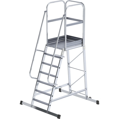 Aluminium mobile safety steps, single sided, mobile, 7 steps.