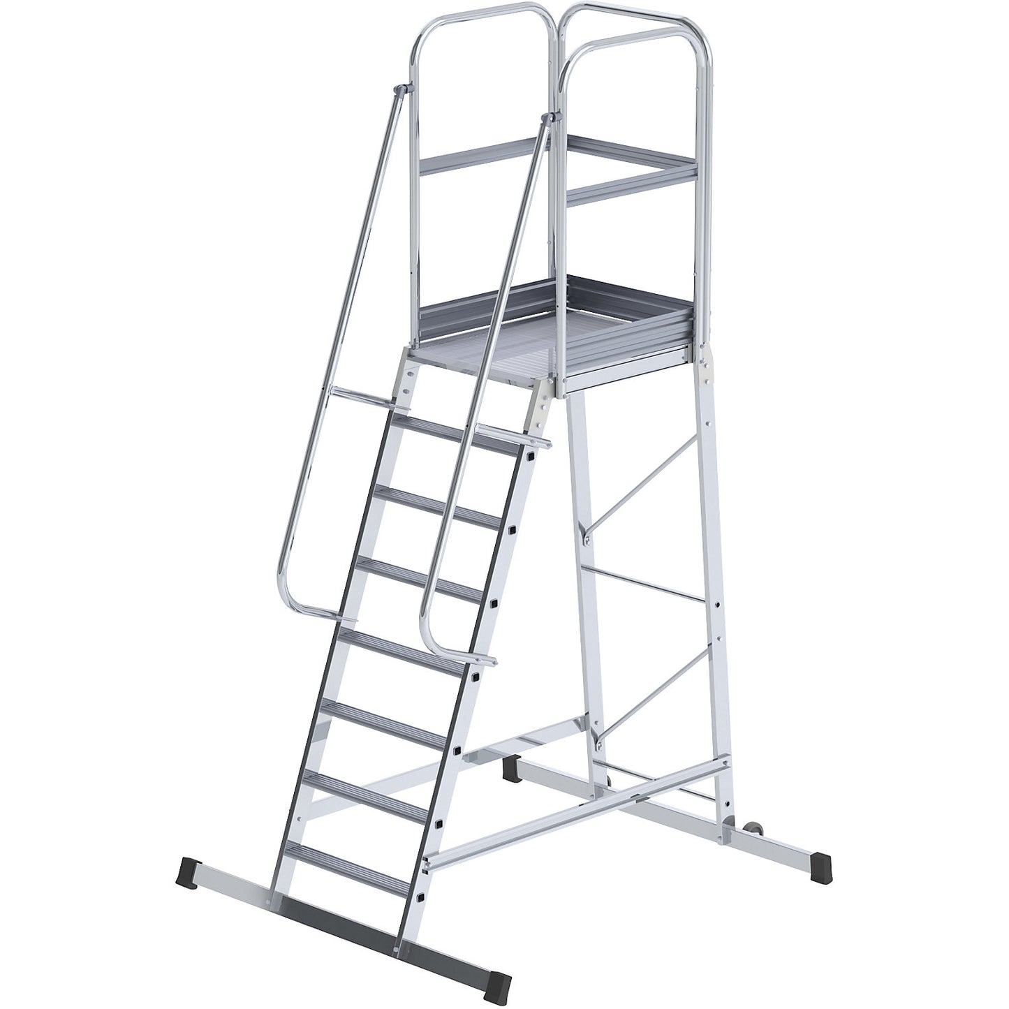 Aluminium mobile safety steps, single sided, mobile, 8 steps.